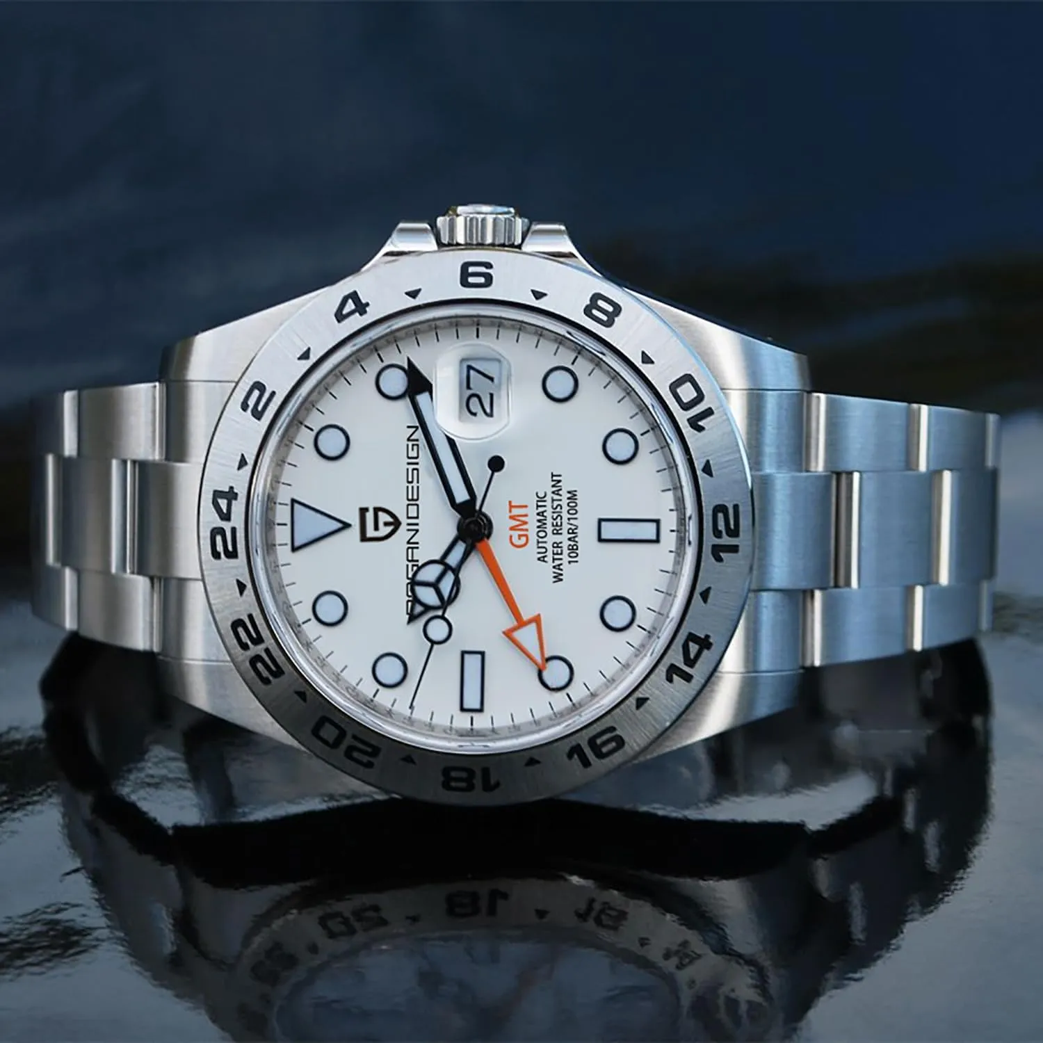 CEYADG Pagani Design Watches for Men Automatic Mechanical GMT 42mm Sport Waterproof Stainless Steel Sapphire Glass Wrist Watch