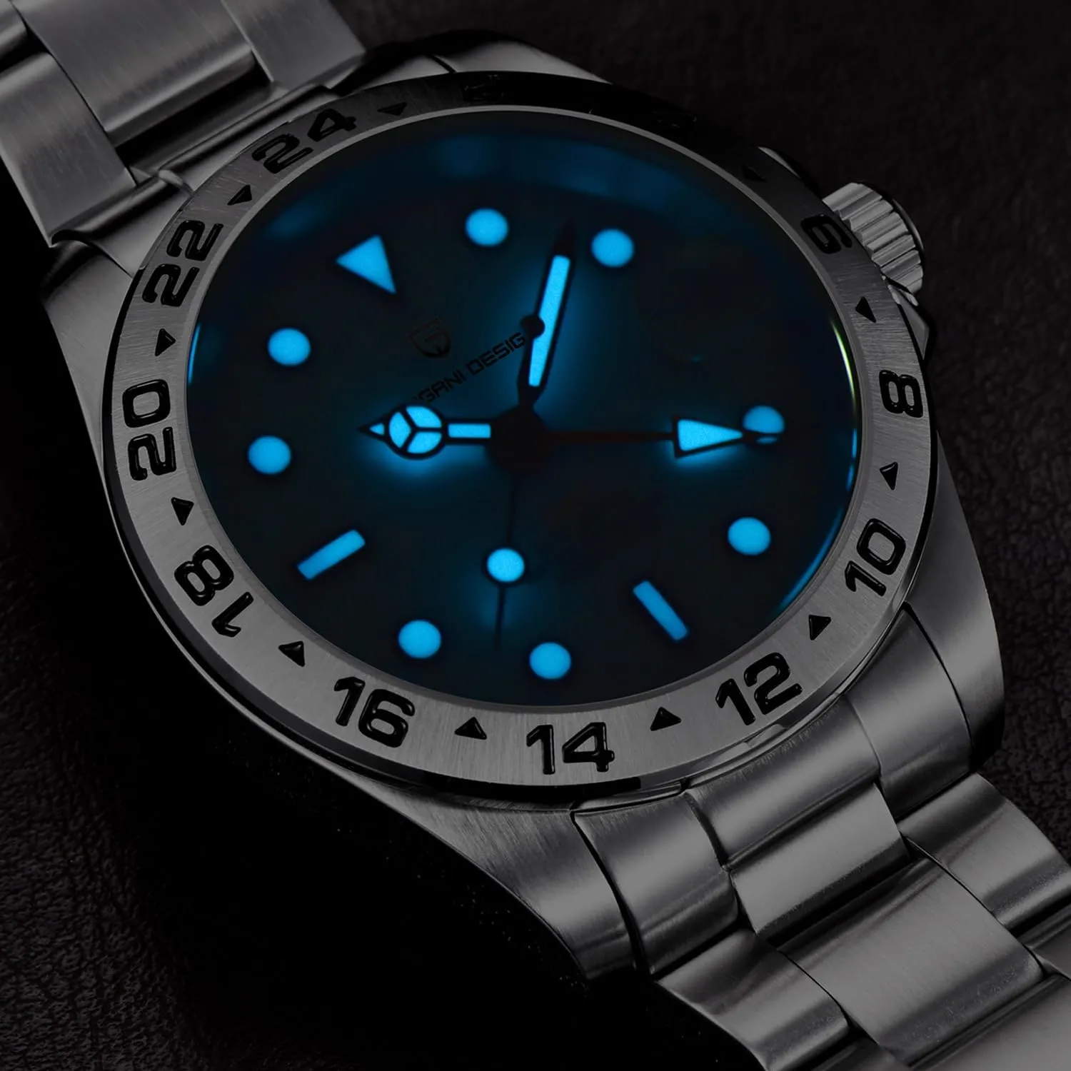 CEYADG Pagani Design Watches for Men Automatic Mechanical GMT 42mm Sport Waterproof Stainless Steel Sapphire Glass Wrist Watch