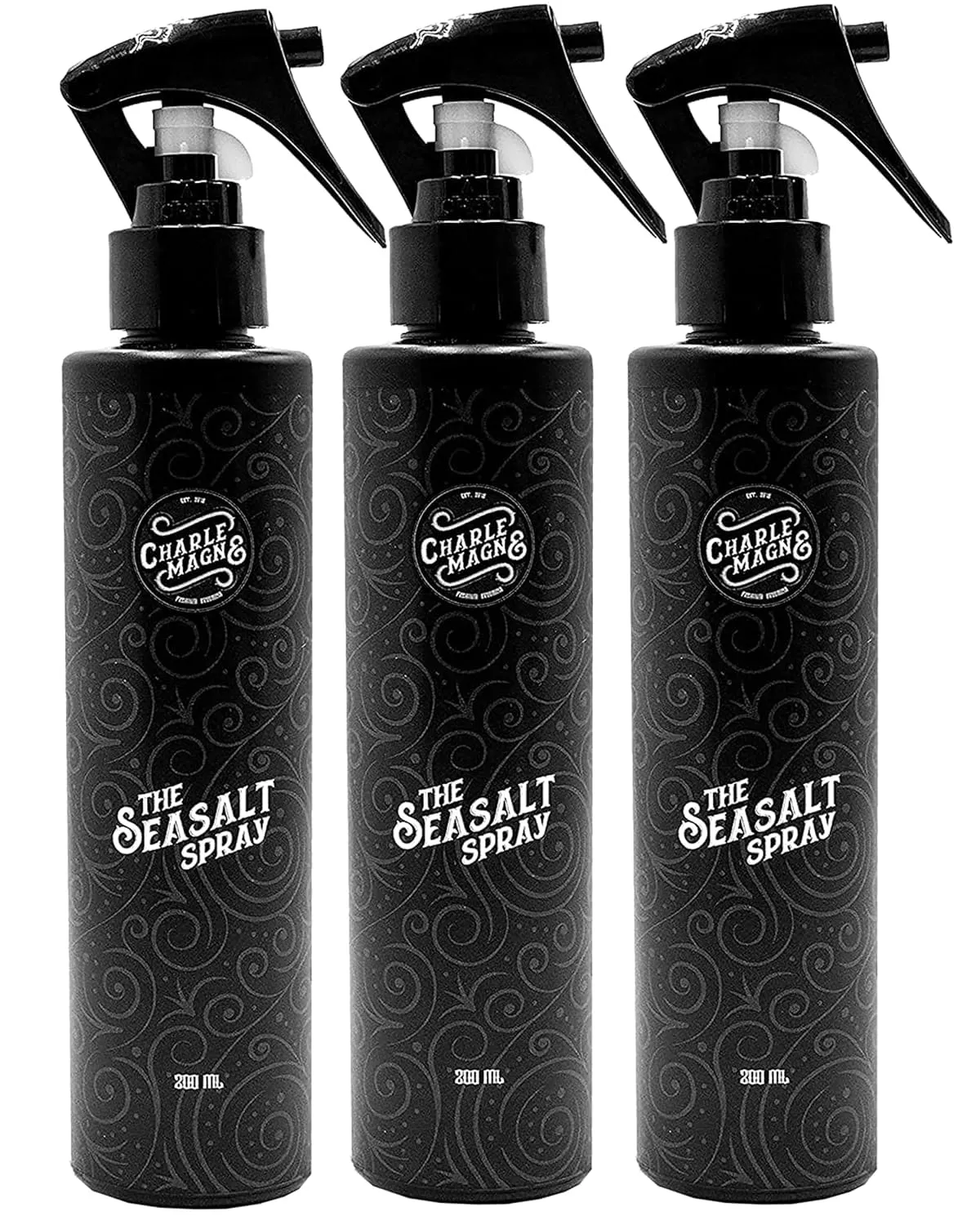 Charlemagne Sea Salt Spray for Men - Firm Hold, 6.76 Fl Oz, 3 Pack - Salt Water Texture Spray for Hair Volume & Beach Wave Curls with Heat Protection - Matte Finish, Made in Germany