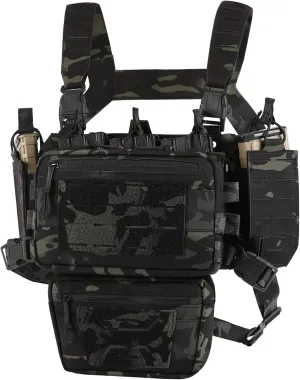 Chest Rig-Tactical Chest Rig，Molle Modular Micro Fight Chest Rigs Adjustable&Detachable with 5.56/7.62 Magazine Pouch