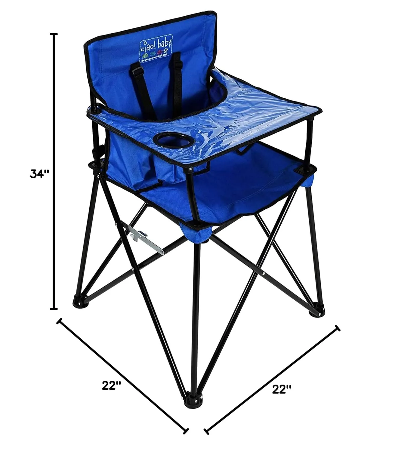 ciao! baby Portable High Chair for Travel, Fold Up High Chair with Tray, Blue