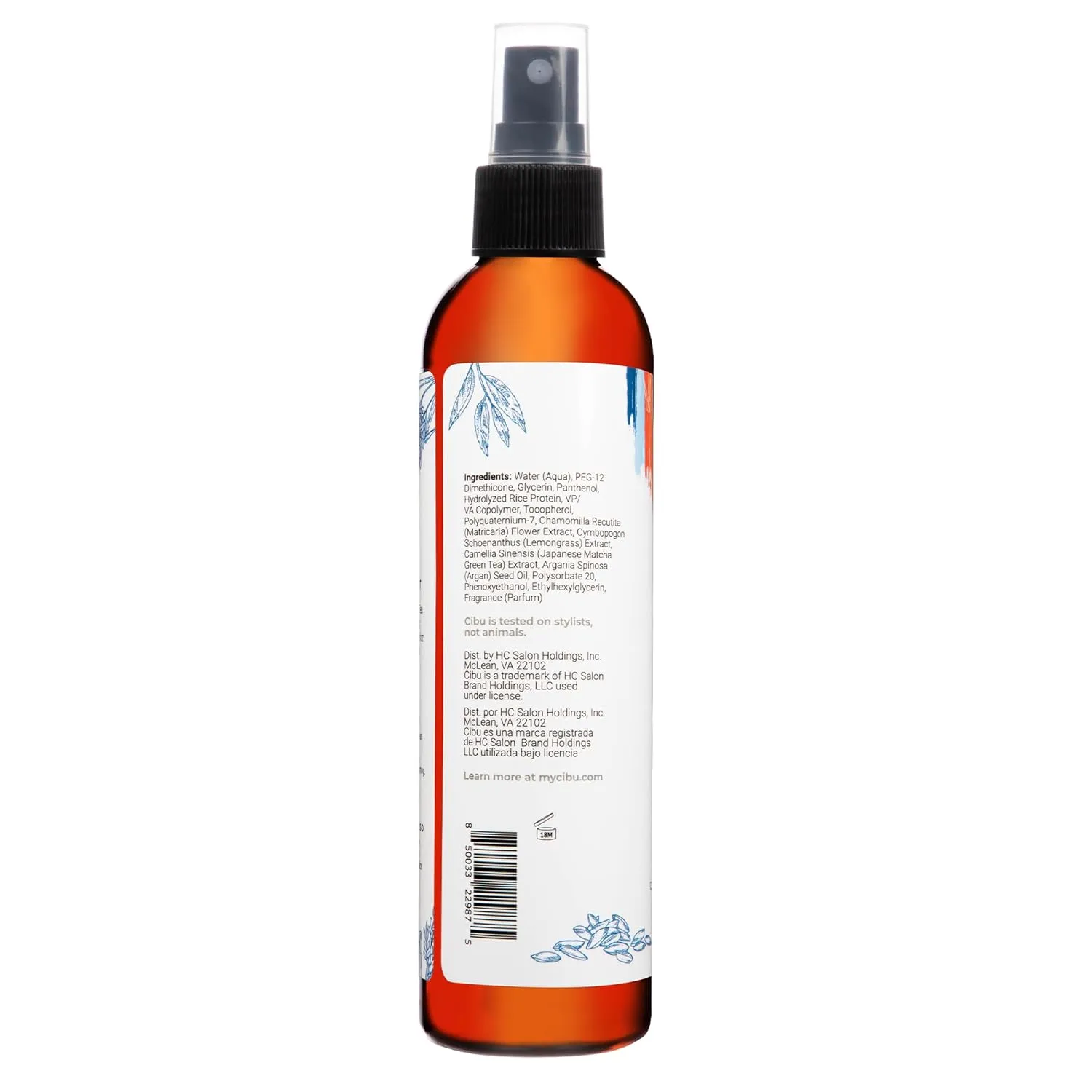 CIBU Anti-Frizz Smoothing Spray | Rice Protein and Keratin Treatment | No Heat Damage Silky Hair Product | 8oz