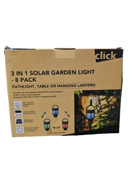 Click 3 in 1 Solar Garden Light CBF0204 - 8 Pack