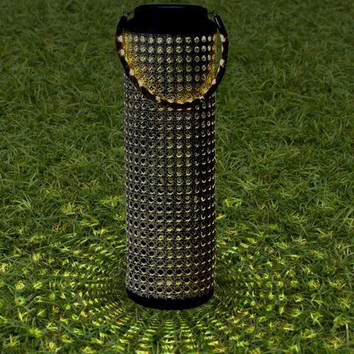 Click 40.5cm Rattan Finish Solar LED Lantern