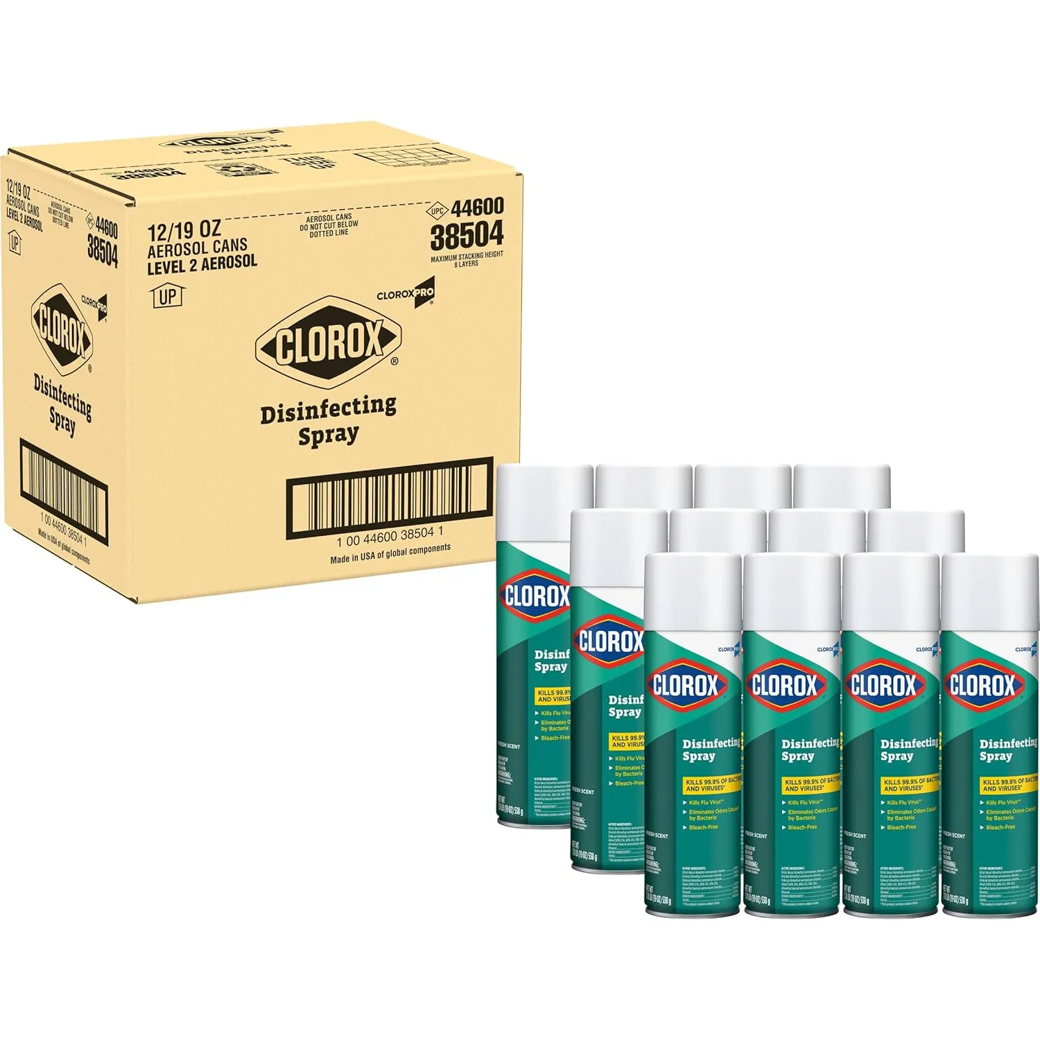 CloroxPro Disinfecting Spray, Fresh Scent, 19 Ounces, Pack of 12 (Packaging May Vary)