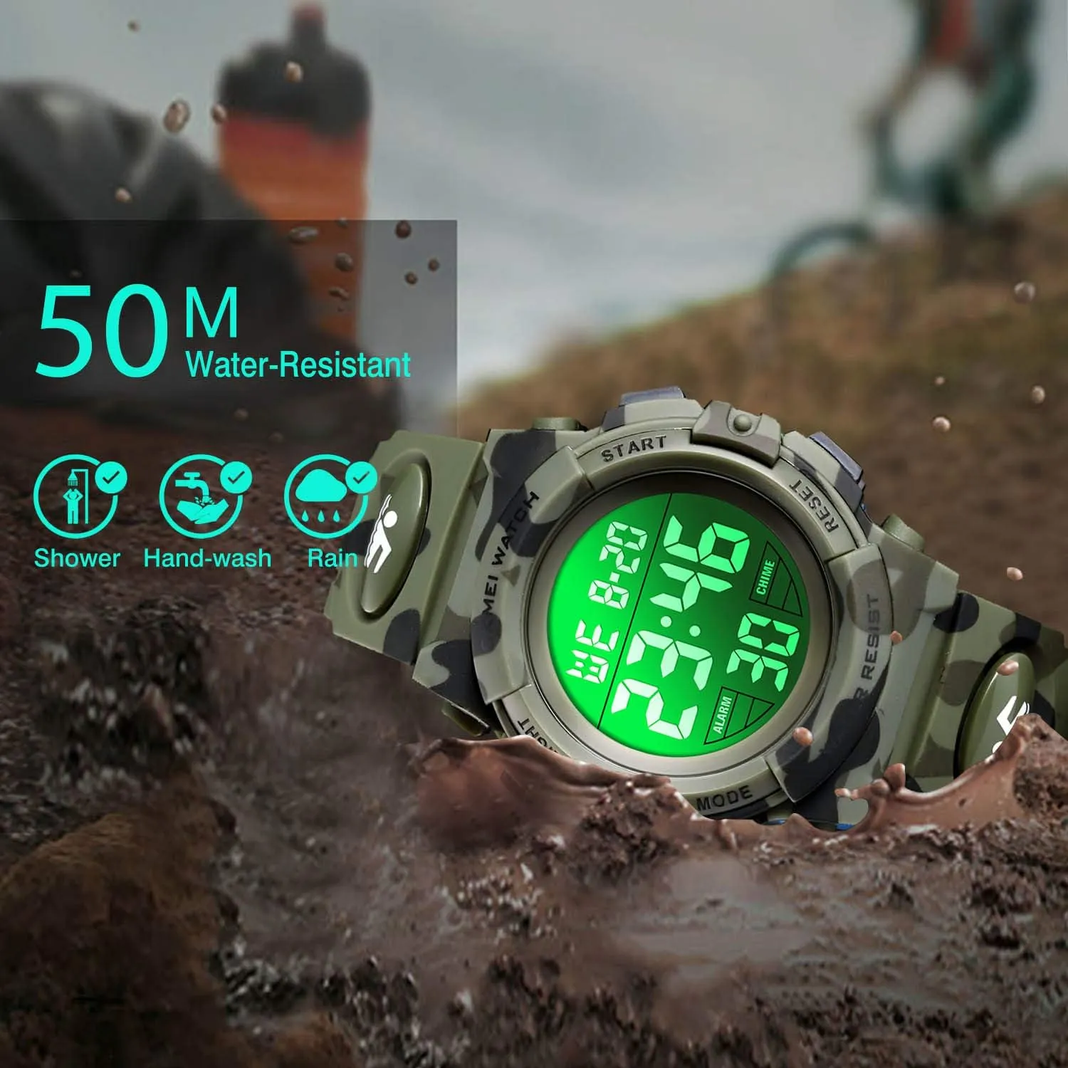 cofuo Kids Digital Sports Watch for Boys Girls, Boy Waterproof Casual Electronic Analog Quartz 7 Colorful Led Watches with Alarm Stopwatch Silicone Band Luminous Wristatches