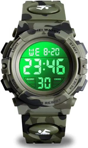 cofuo Kids Digital Sports Watch for Boys Girls, Boy Waterproof Casual Electronic Analog Quartz 7 Colorful Led Watches with Alarm Stopwatch Silicone Band Luminous Wristatches