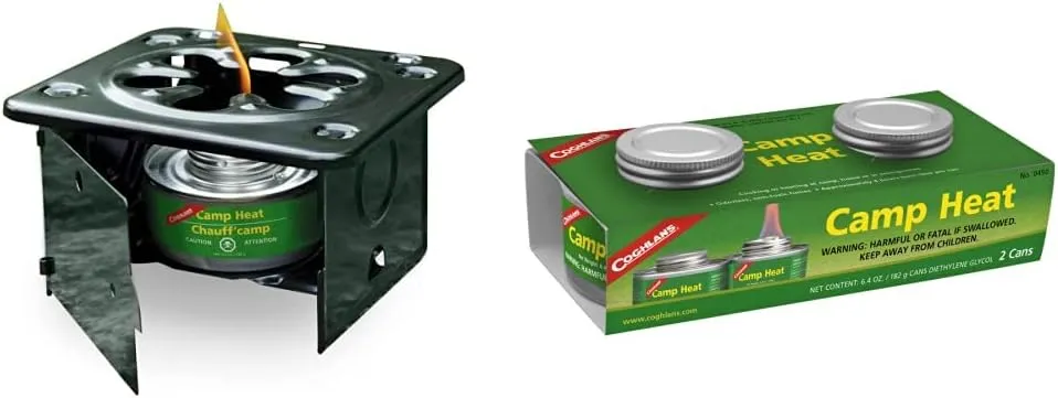 Coghlan's Folding Stove, 5" H x 6.5" W x 6.5" L, Black & 450 Camp Heat, One Size, Multi