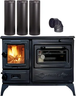 Colorful Cast Iron Wood Stove Pipe Set | 3 Straight Pipes   1 Elbow Pipe | Durable Cast Iron Construction | Compatible with Wood Burning Stoves | Village House Cabin Stove Accessory