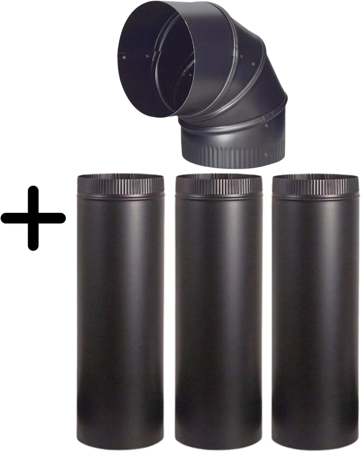 Colorful Cast Iron Wood Stove Pipe Set | 3 Straight Pipes   1 Elbow Pipe | Durable Cast Iron Construction | Compatible with Wood Burning Stoves | Village House Cabin Stove Accessory
