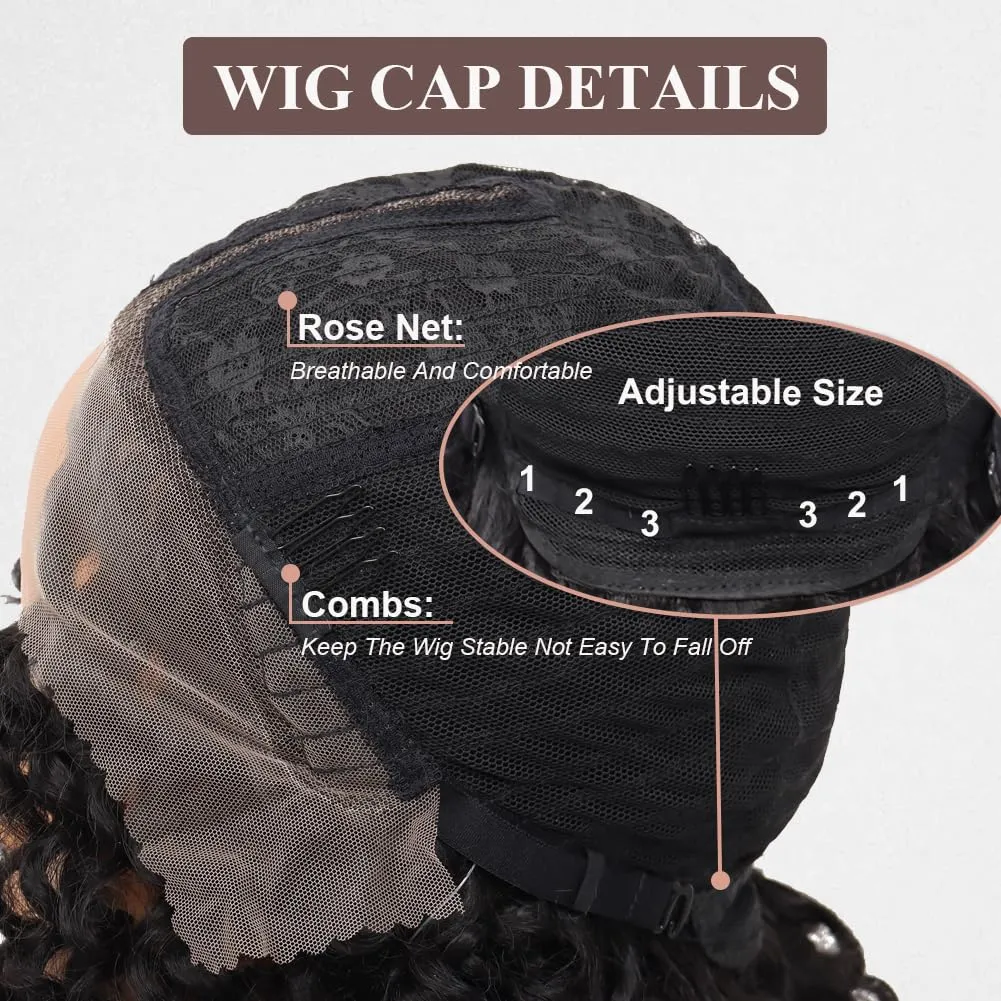 Colorful Queen Curly Lace Front Wig Curly Wigs for Black Women Synthetic Lace Front Wig 14 Inch Short Glueless Kinky Curly Wigs Ombre Burgundy and Black Deep Wave Wig