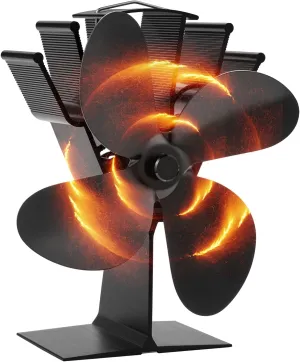 COMBIUBIU Wood Stove Fan 4 Blade Fireplace Fan ，Heat Powered Stove Fan Komin Log Wood Stove Accessories,Silent Operation Circulating Warm Air(Non Electric)