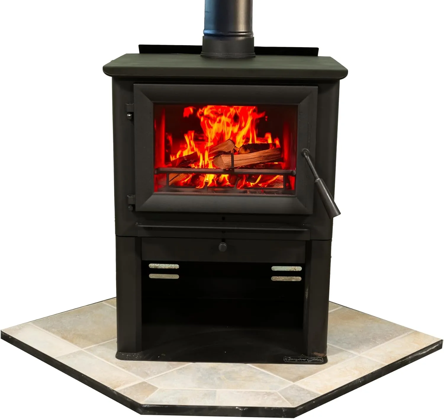 Comfort Glow Heating Appliance, Heats Up to 2,500 Sq Ft, 21" Logs, Plate Steel & Cast Iron, Large Glass Window, FireBrick Lined, USA-Approved for Mobile Homes