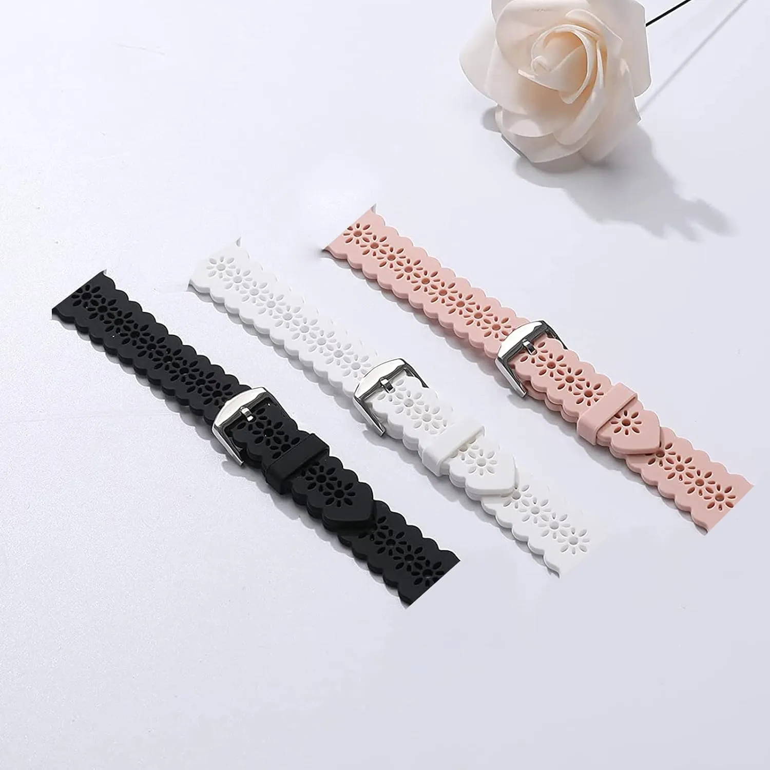 Compatible with Cubitt Viva Pro Smart Watch Band, New Silicone Lace Women and Men Slim Thin Hollow-Out Replacement Straps Compatible with Cubitt Viva Pro, Viva, Aura Pro, Aura Smart Watch