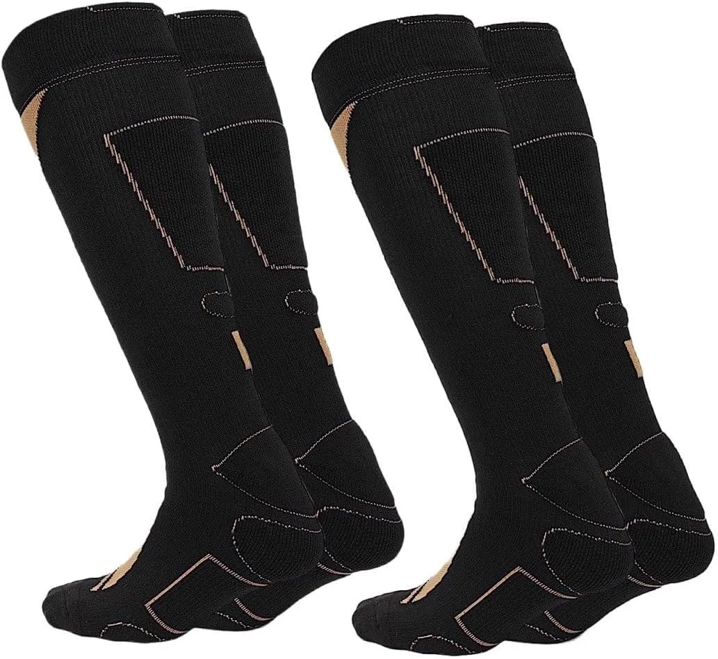 Copper Infused Athletic Performance Cooling Sock, Knee High Men and Women 2 Pack