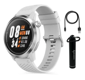 Coros APEX Premium MultiSport GPS Watch (White, 46mm) w/ HRM, 35h Full GPS Battery, Sapphire Glass, Barometer  2200 mAh Power Bank Bundle