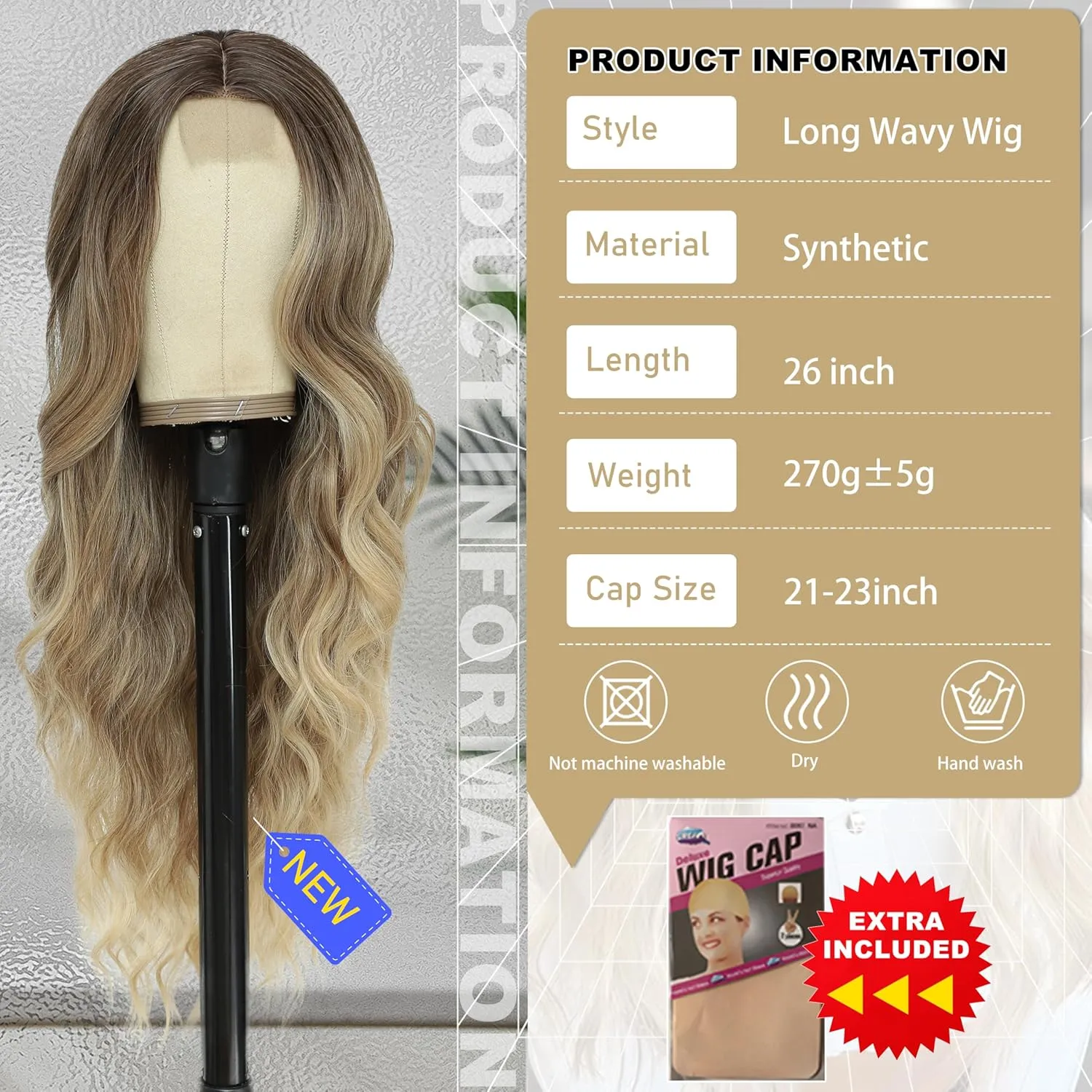 Cosplay Long Ombre Blonde Wig 26 Inch Middle Part Synthetic Wig Realistic Gifts Party Wigs for Women Daily Use Colorful Wigs (Ombre Blonde)