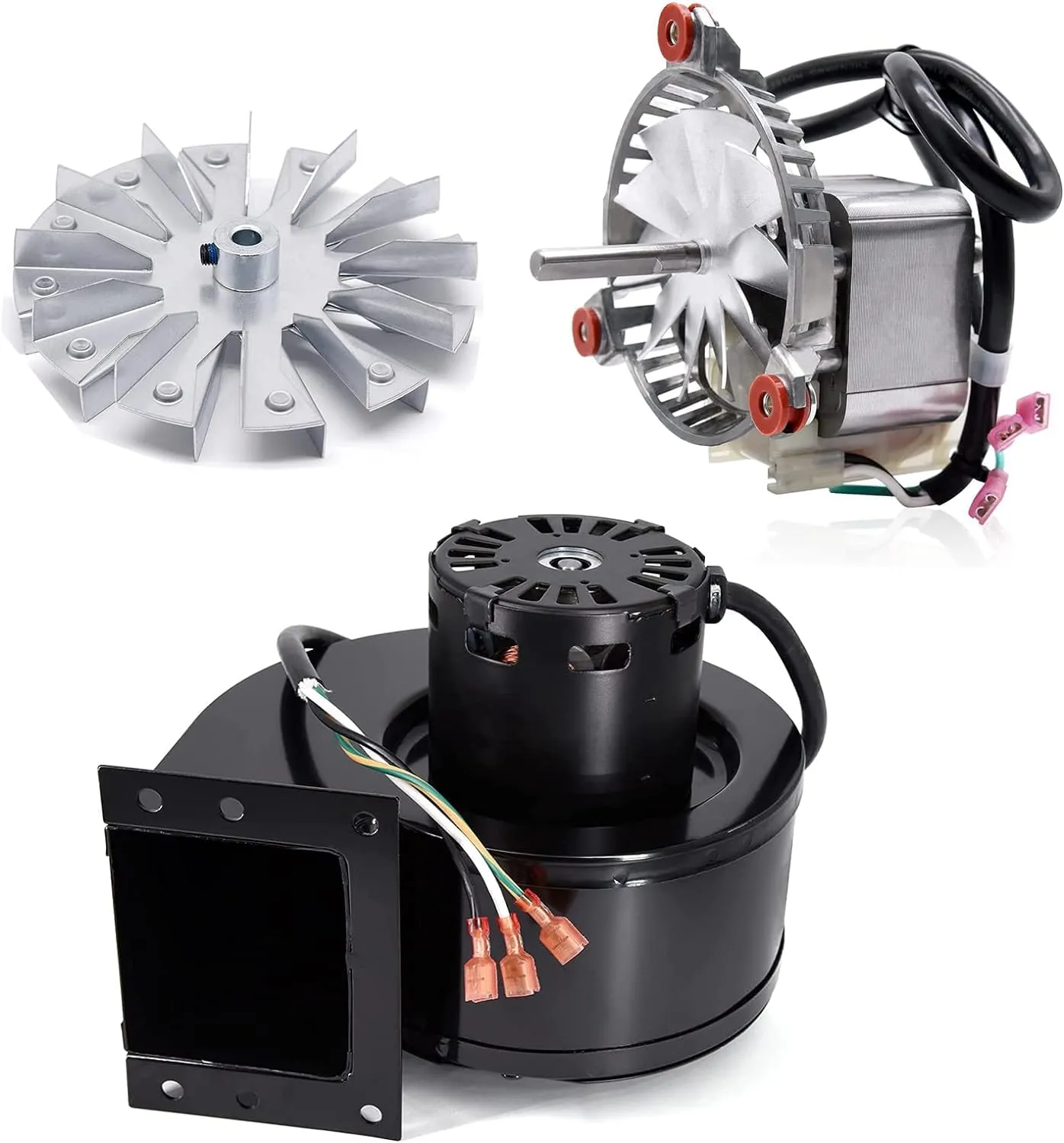 Criditpid 3-21-08639 Combustion Blower Motor & 3-21-33647 Distribution Blower Fan Kit for Harman P68, P43, P61, P38, P38 , Accentra 52i, Advance Pellet Stoves, with 3-20-502221 Fan Blade.