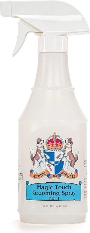 Crown Royale Magic Touch Formula 1 Pet Grooming Spray Ready-to-Use, No Heavy Build-Up, Finishing Spray, Prevents Coat Matting, Formulated with Conditioners, Made in USA, 16 oz