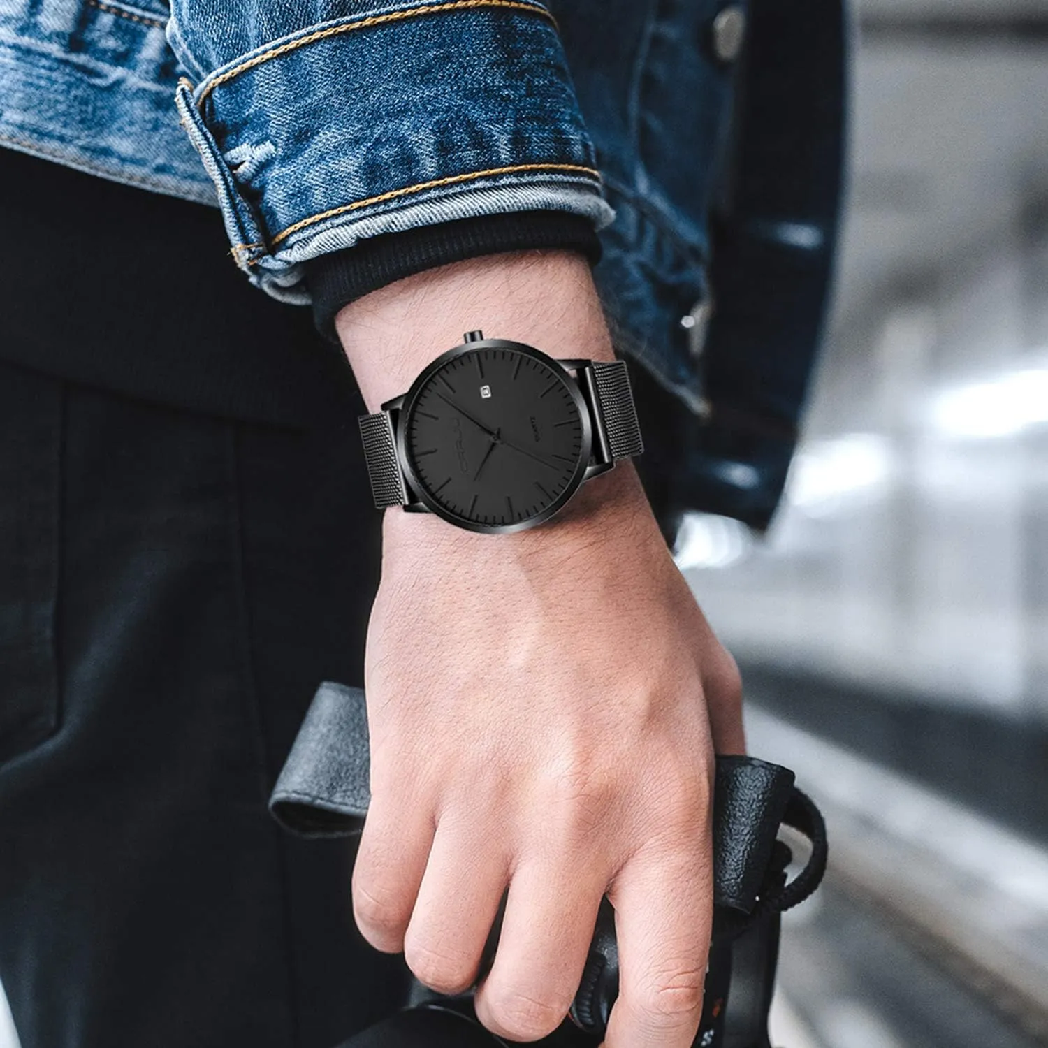 CRRJU Men's Minimalist Casual Luxury Auto Date Watches Fashion Business Japan Movement Quartz Waterproof Wristwatches for Men Stainsteel Steel Band Watch