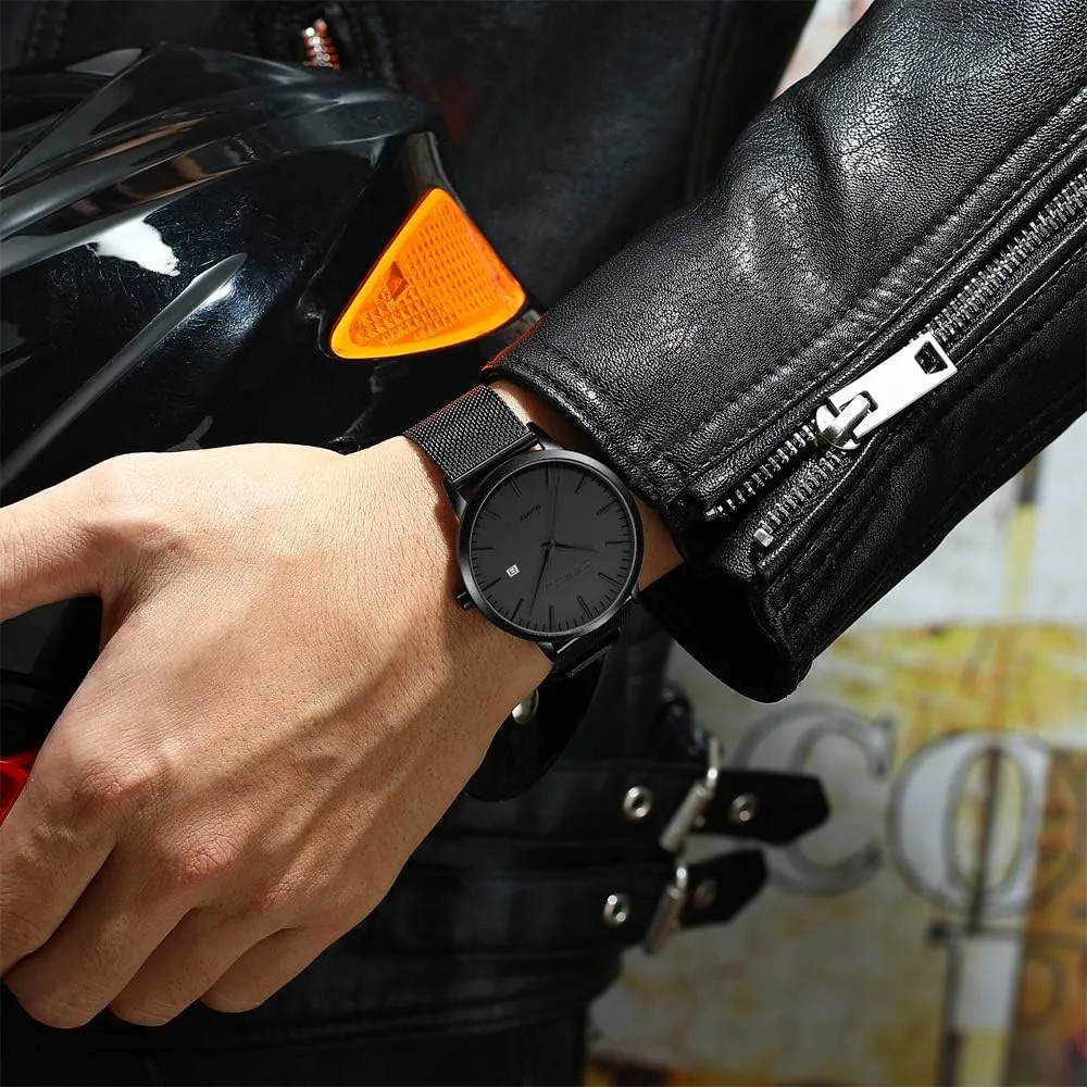 CRRJU Men's Minimalist Casual Luxury Auto Date Watches Fashion Business Japan Movement Quartz Waterproof Wristwatches for Men Stainsteel Steel Band Watch