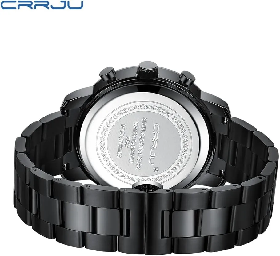 CRRJU Mens Stylish Casual Quartz Watches for Men Luxury Waterproof Calendar Chronograph Japan Movement Wristwatches