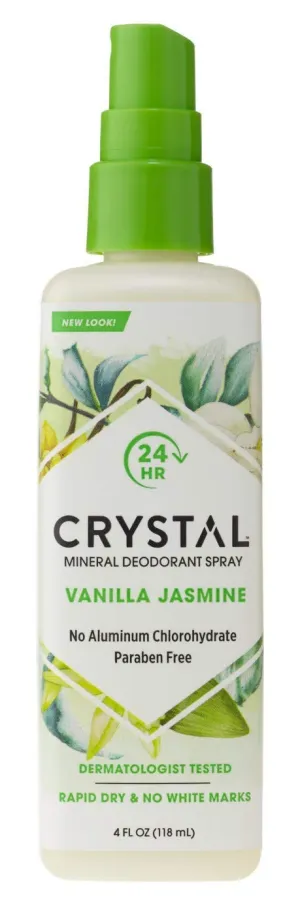 Crystal Deodorant Spray 4 Ounce Vanilla & Jasmine (Pack of 3)