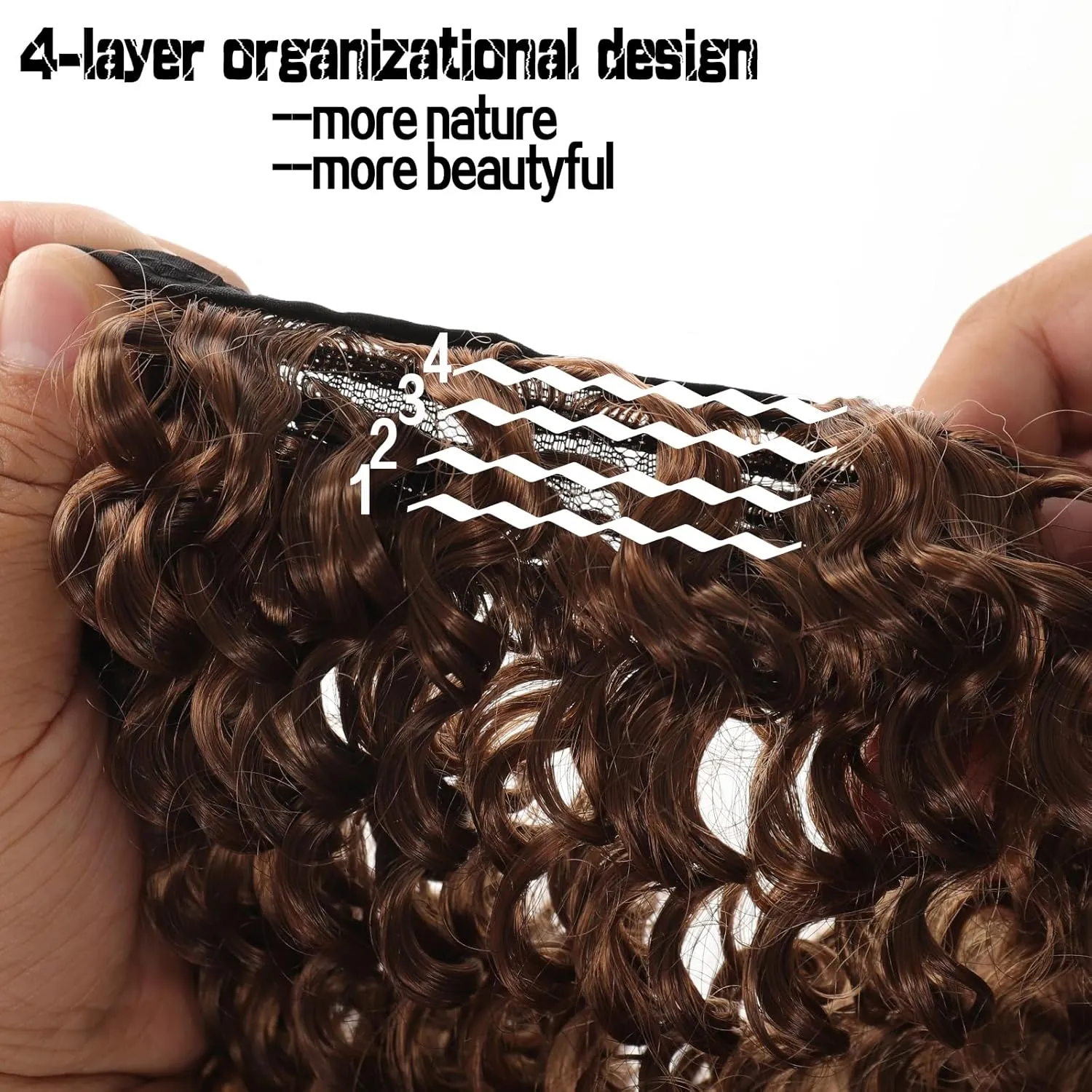 Curly Hair Extensions Invisible Wire Hair Extensions with Transparent Wire Adjustable Size 3 Secure Clips Long deep Secret Synthetic Curly Braiding hair