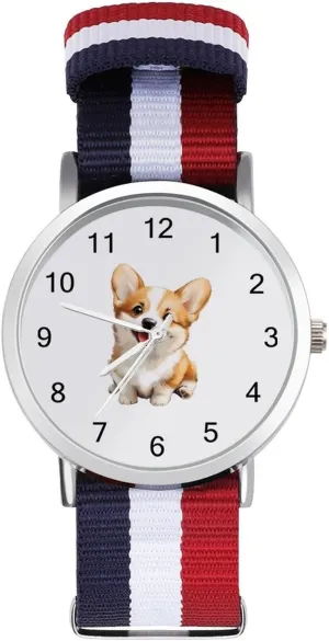 Cute Corgi Dog Funny Wrist Watches for Men Women Fashion Graphic Watch for Work Workout