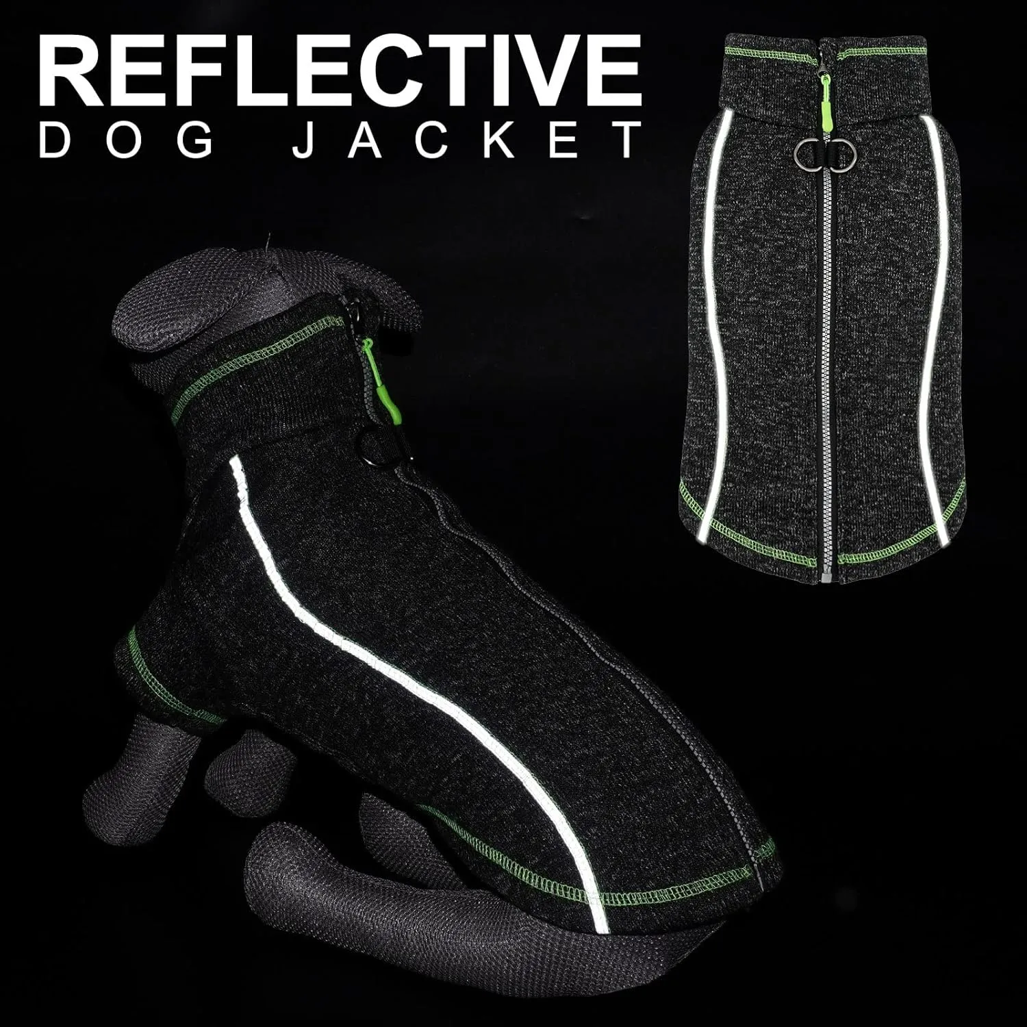cyeollo Dog Coat Fleece Jacket Zipper up Sweater Reflective Jackets with D Ring Warm Clothes Cozy Jackets for Small Dogs