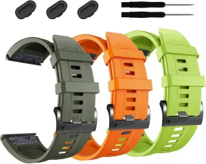 DASEB 26mm Watch Band，For Garmin Fenix 7X Pro Epix Pro 51mm Fenix 6X Watch Strap Fenix 5X Plus Silicone Wristband Fenix 6X Pro Descent Mk2i MK3i 51mm Smartwatch WristBand