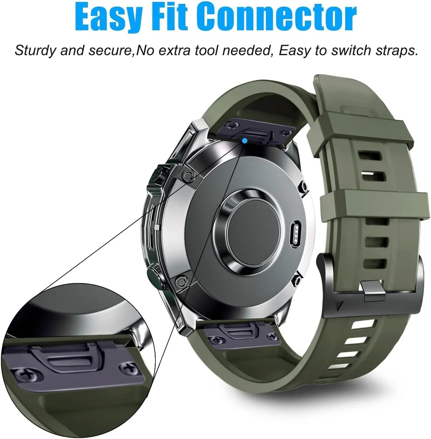 DASEB 26mm Watch Band，For Garmin Fenix 7X Pro Epix Pro 51mm Fenix 6X Watch Strap Fenix 5X Plus Silicone Wristband Fenix 6X Pro Descent Mk2i MK3i 51mm Smartwatch WristBand