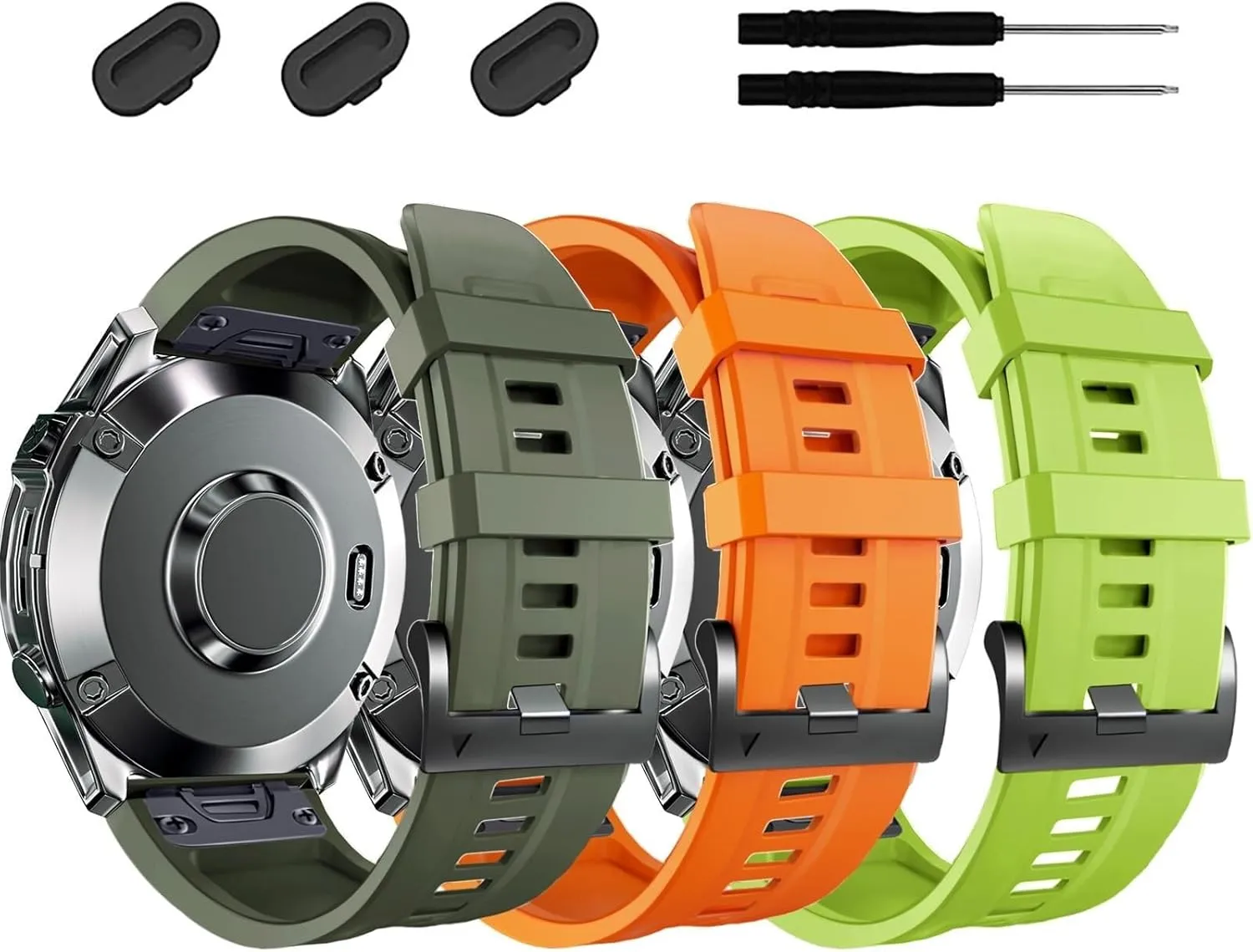 DASEB 26mm Watch Band，For Garmin Fenix 7X Pro Epix Pro 51mm Fenix 6X Watch Strap Fenix 5X Plus Silicone Wristband Fenix 6X Pro Descent Mk2i MK3i 51mm Smartwatch WristBand