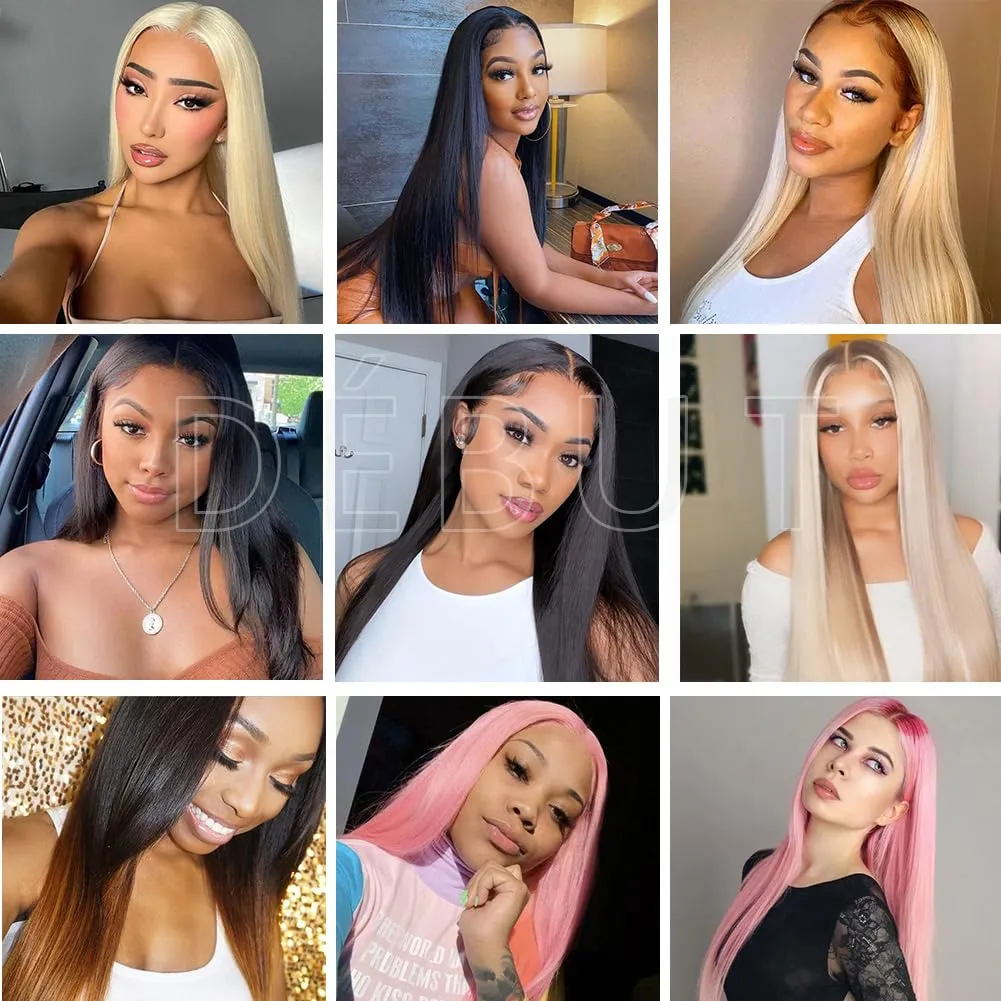 DÉBUT Long Straight Hair 6 Bundles 26 28 30 Inches High Temperature Fiber 300g for Full Head Synthetic Hair Weave 1B Color