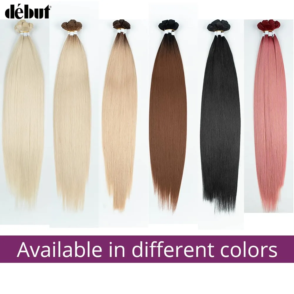 DÉBUT Long Straight Hair 6 Bundles 26 28 30 Inches High Temperature Fiber 300g for Full Head Synthetic Hair Weave 1B Color