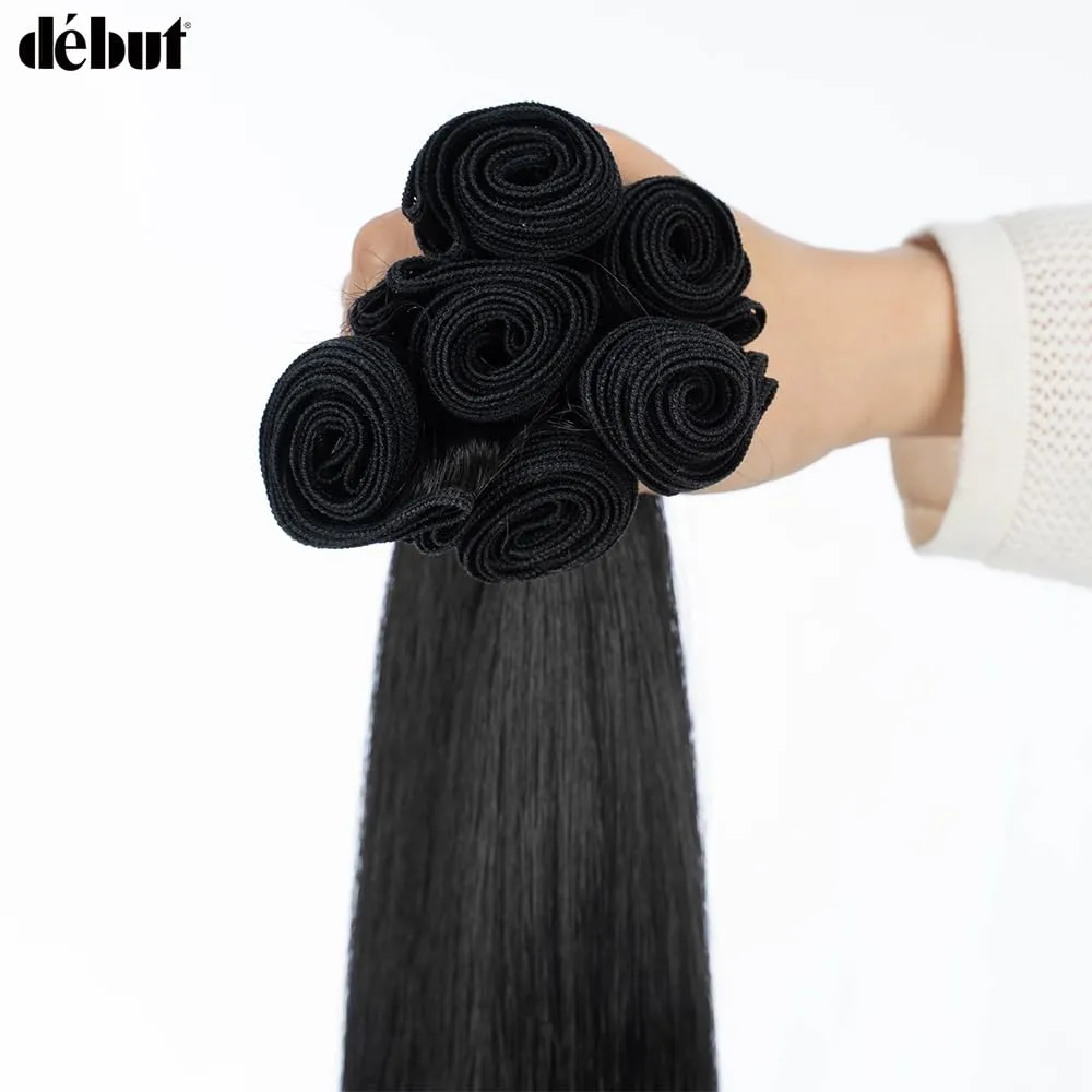 DÉBUT Long Straight Hair 6 Bundles 26 28 30 Inches High Temperature Fiber 300g for Full Head Synthetic Hair Weave 1B Color