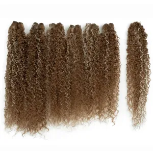 DÉBUT Synthetic Hair 7pcs Kinky Curly 22 24 26 Inches 6 Bundles Tight Curly Hair with 1pc Crochet Hair for Black Women Highlight Blonde Color