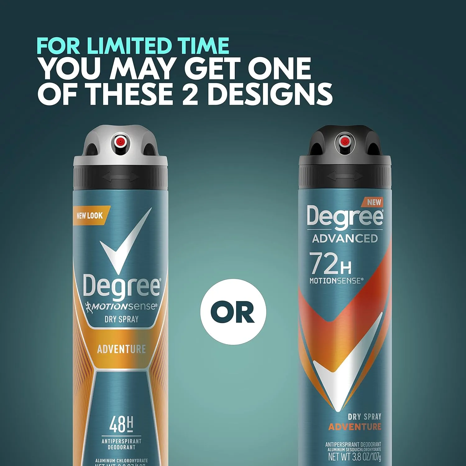 Degree Men Advanced Antiperspirant Deodorant Dry Spray Adventure 72-Hour Sweat and Odor Protection Deodorant For Men With MotionSense Technology, 3.8 Ounce (Pack of 3)