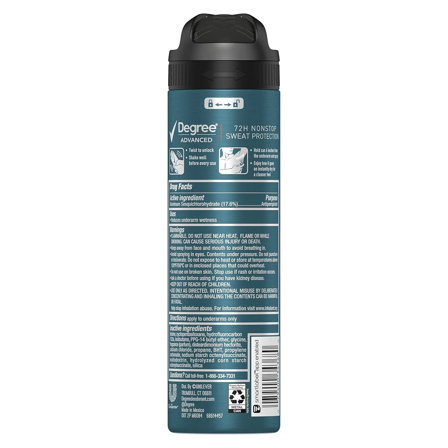 Degree Men Advanced Antiperspirant Deodorant Dry Spray Adventure 72-Hour Sweat and Odor Protection Deodorant For Men With MotionSense Technology, 3.8 Ounce (Pack of 3)