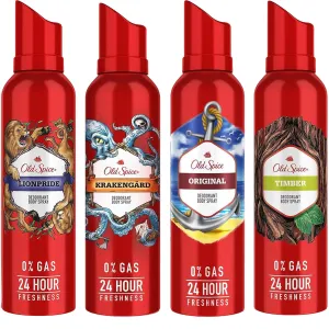 Deodorant Body Spray, Variety 4 Pack, Lionpride, Krakangard, Original, Timber, Men's Odor Eliminator Antiperspirant Body Spray, 4.73 Ounces