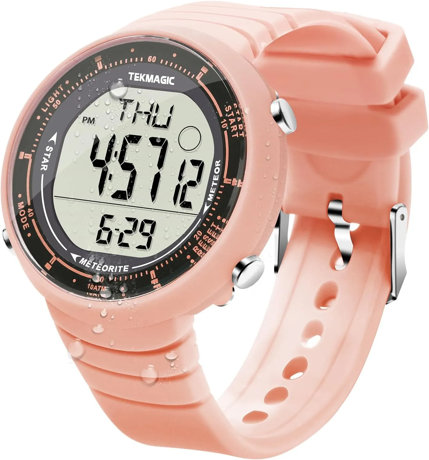 Digital Sports Watch 10 ATM 330ft Waterproof Suitable for Swimming and Diving with Silicone Band, Backlight, Alarm Clock, Stopwatch, Calendar, Dual Time Zone