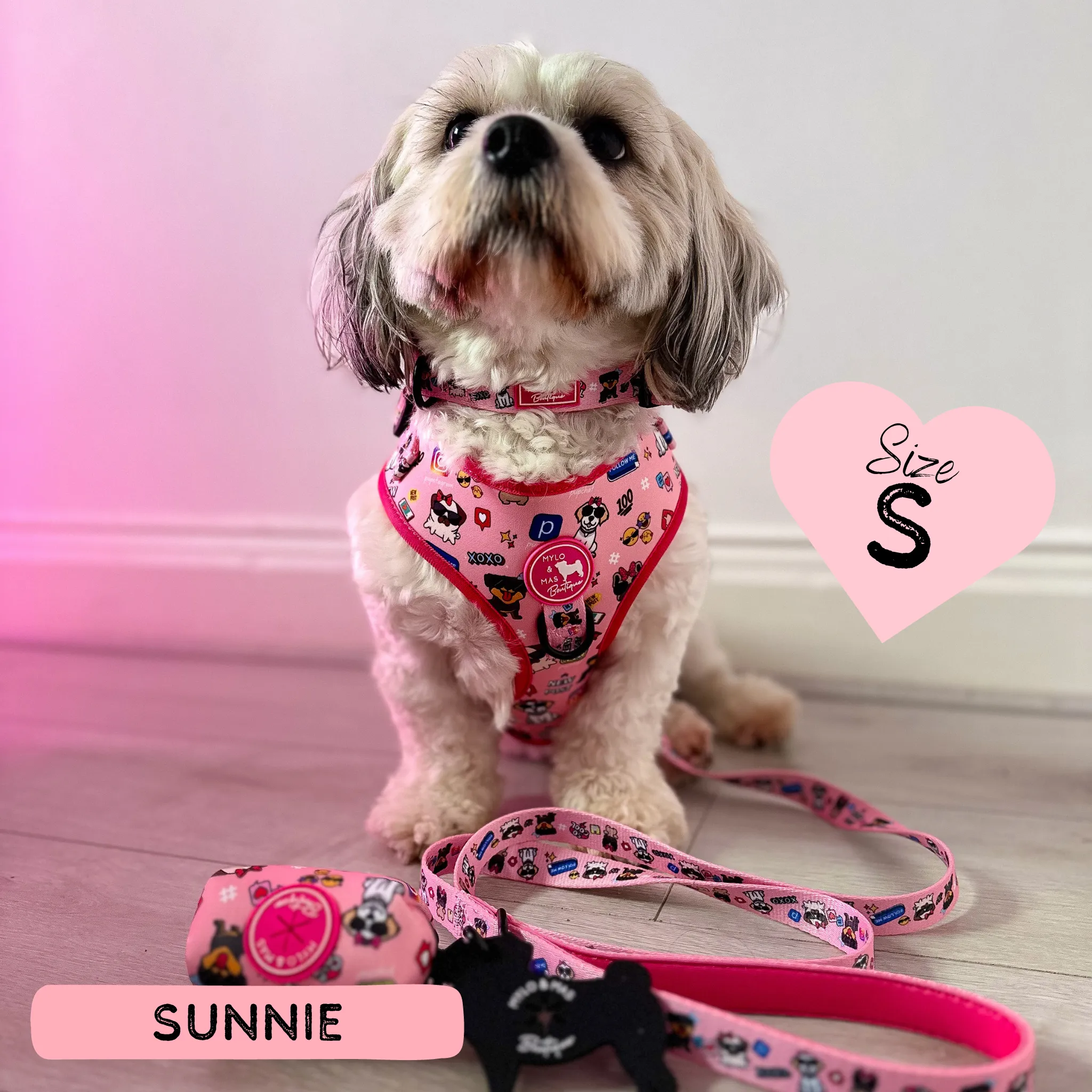 Dog Adjustable Harness - Social Media Star Pink