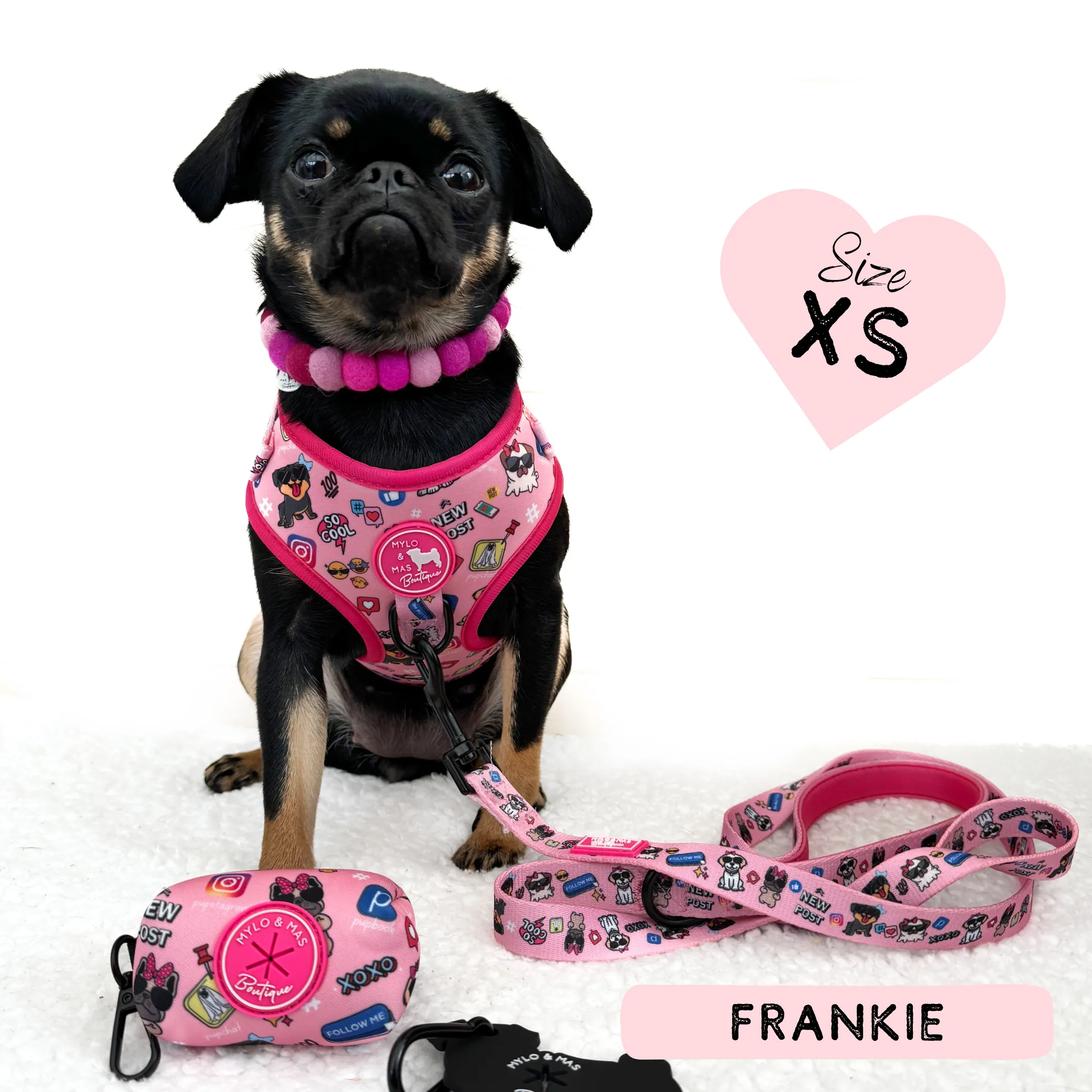 Dog Adjustable Harness - Social Media Star Pink