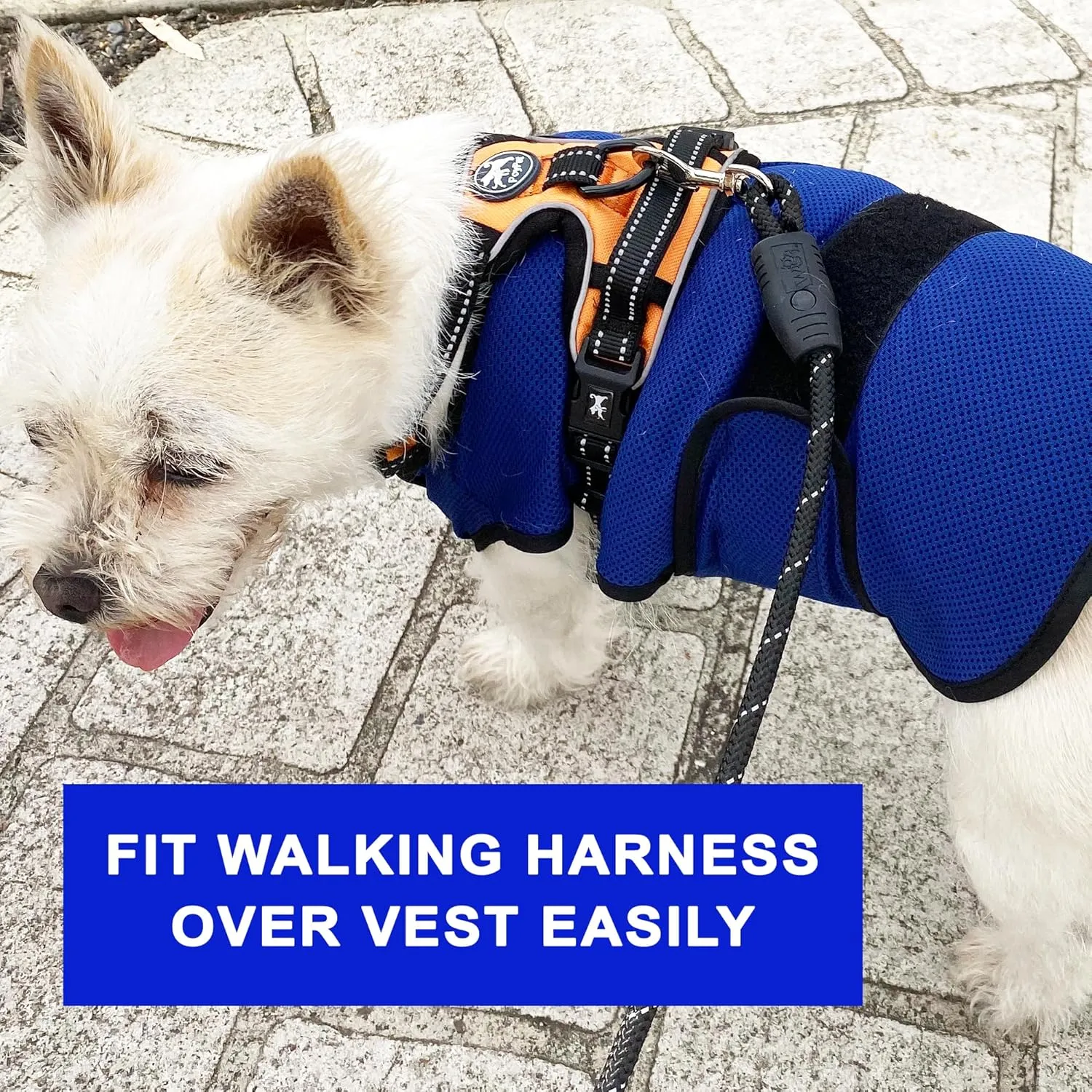 Dog Cooling Vest. Lightweight Jacket with Evaporative Cool Microfiber Technology, UV Protection Shirt for Beach, Sizing for Small, Medium and Large Dogs (L, Dark Blue)