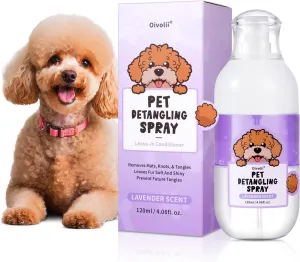 Dog Detangler Spray Dematting, Natural Dog Leave in Conditioner Spray for Grooming and Dog Mat Removal,Perfect for Doodles & All Coat Types,Lavender Scent