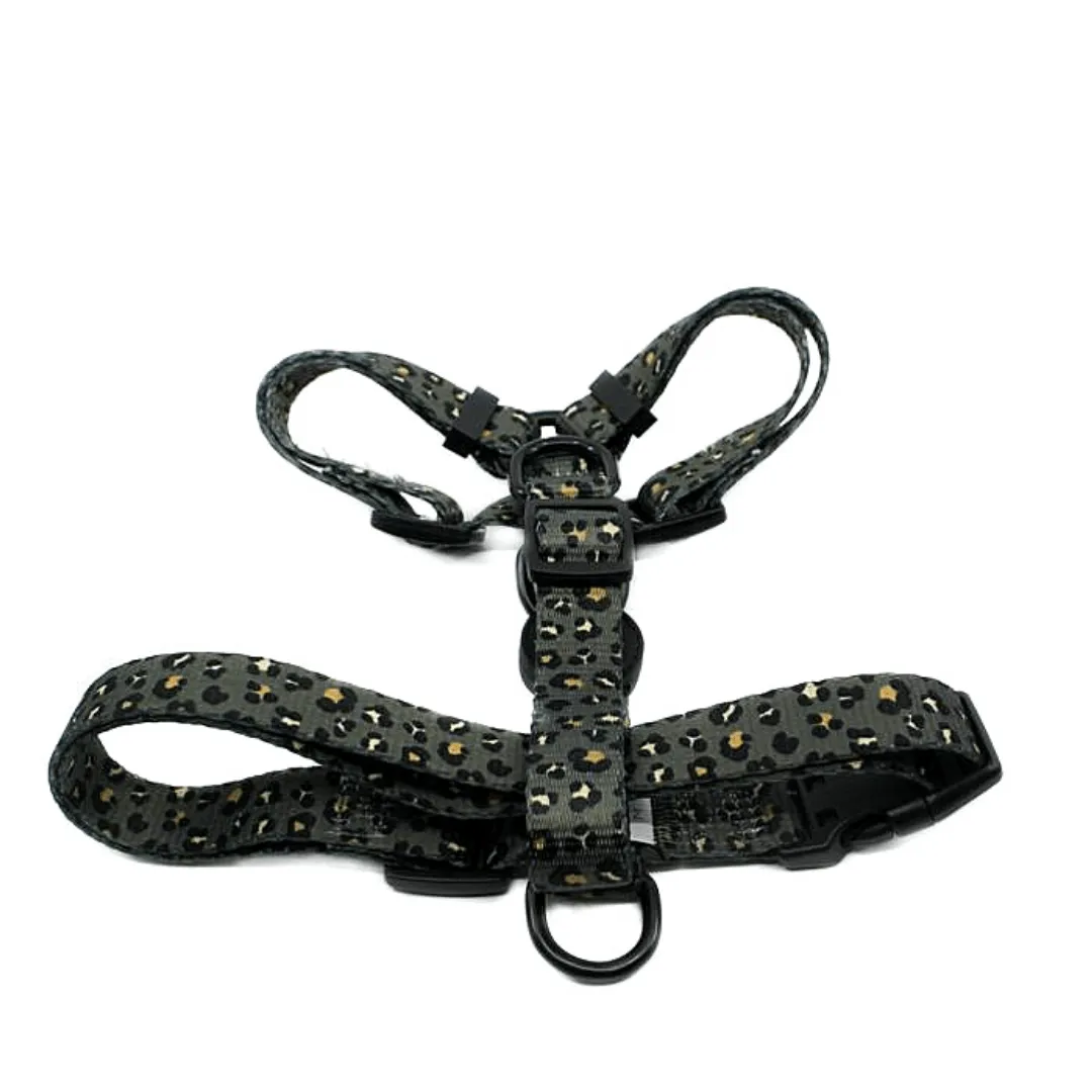 Dog Strap Harness - Khaki Leopard