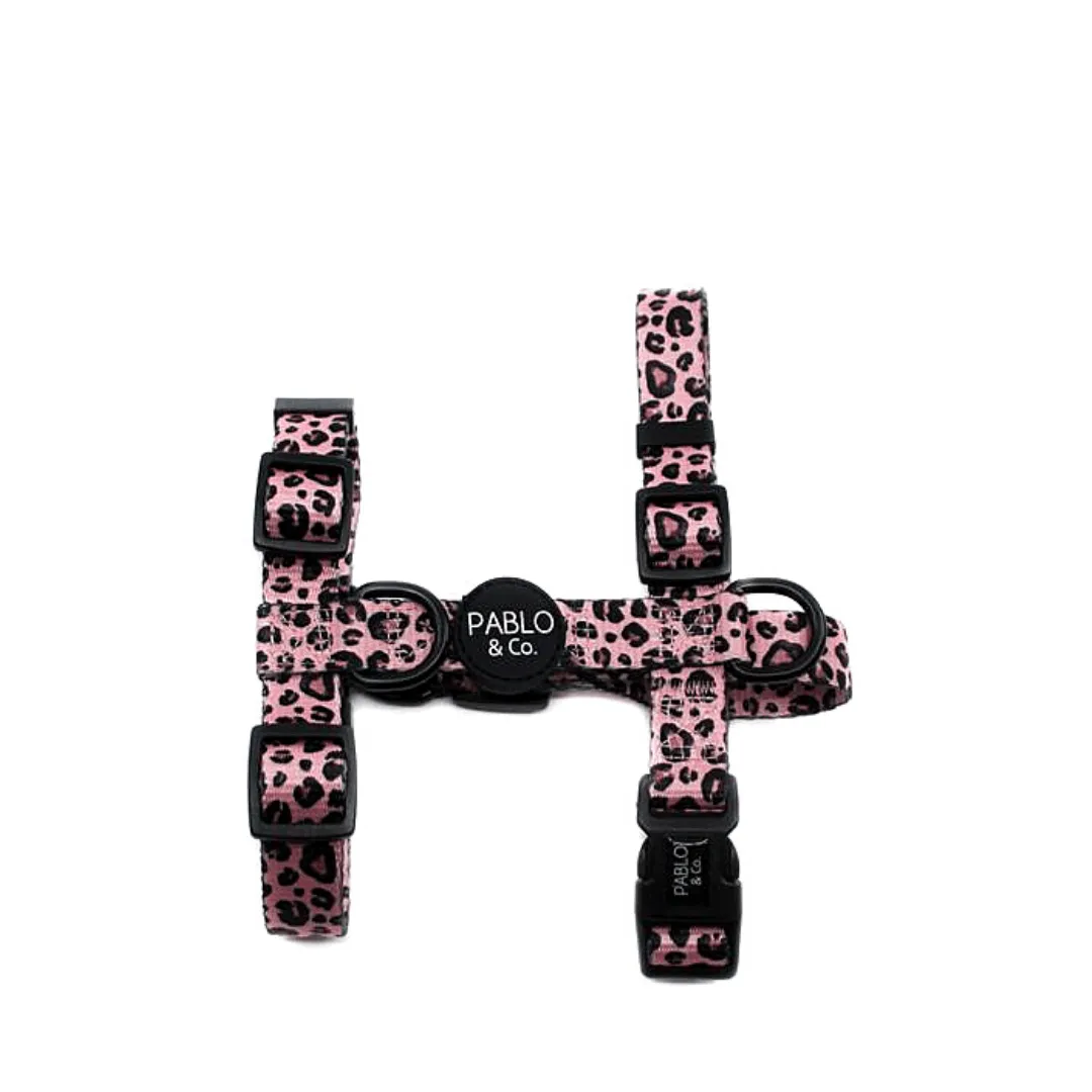 Dog Strap Harness - Pink Leopard