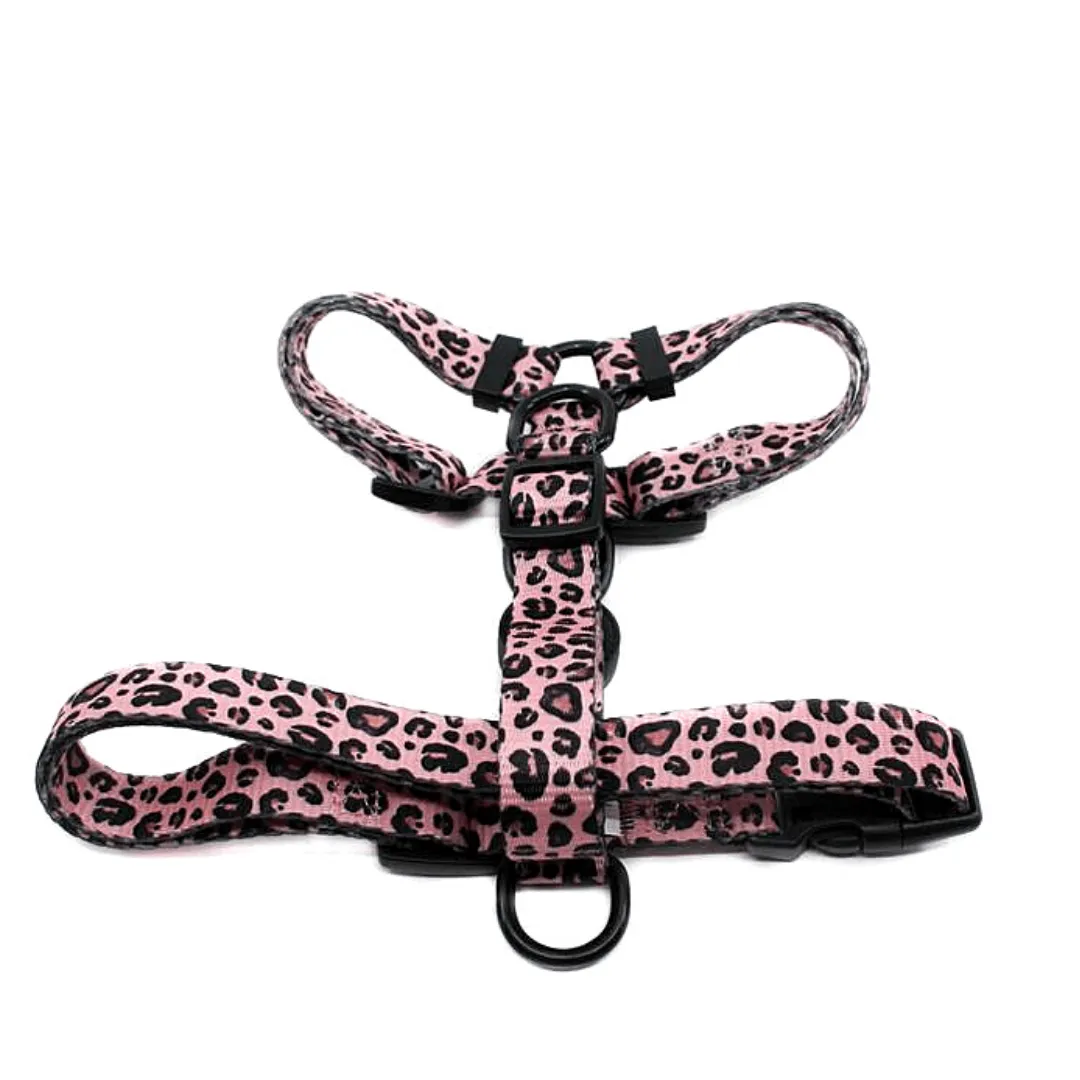 Dog Strap Harness - Pink Leopard