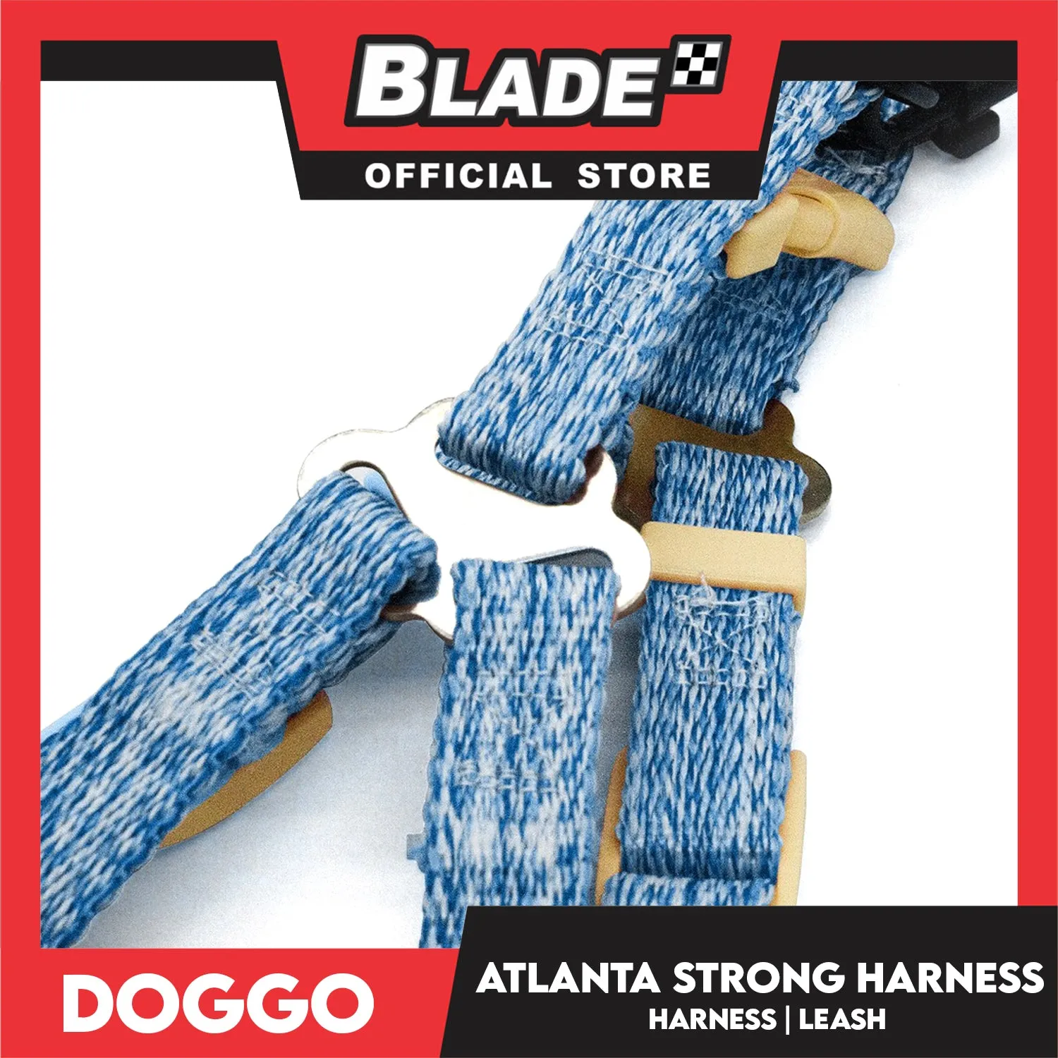 Doggo Atlanta Strong Harness and Leash Set Large (Black)