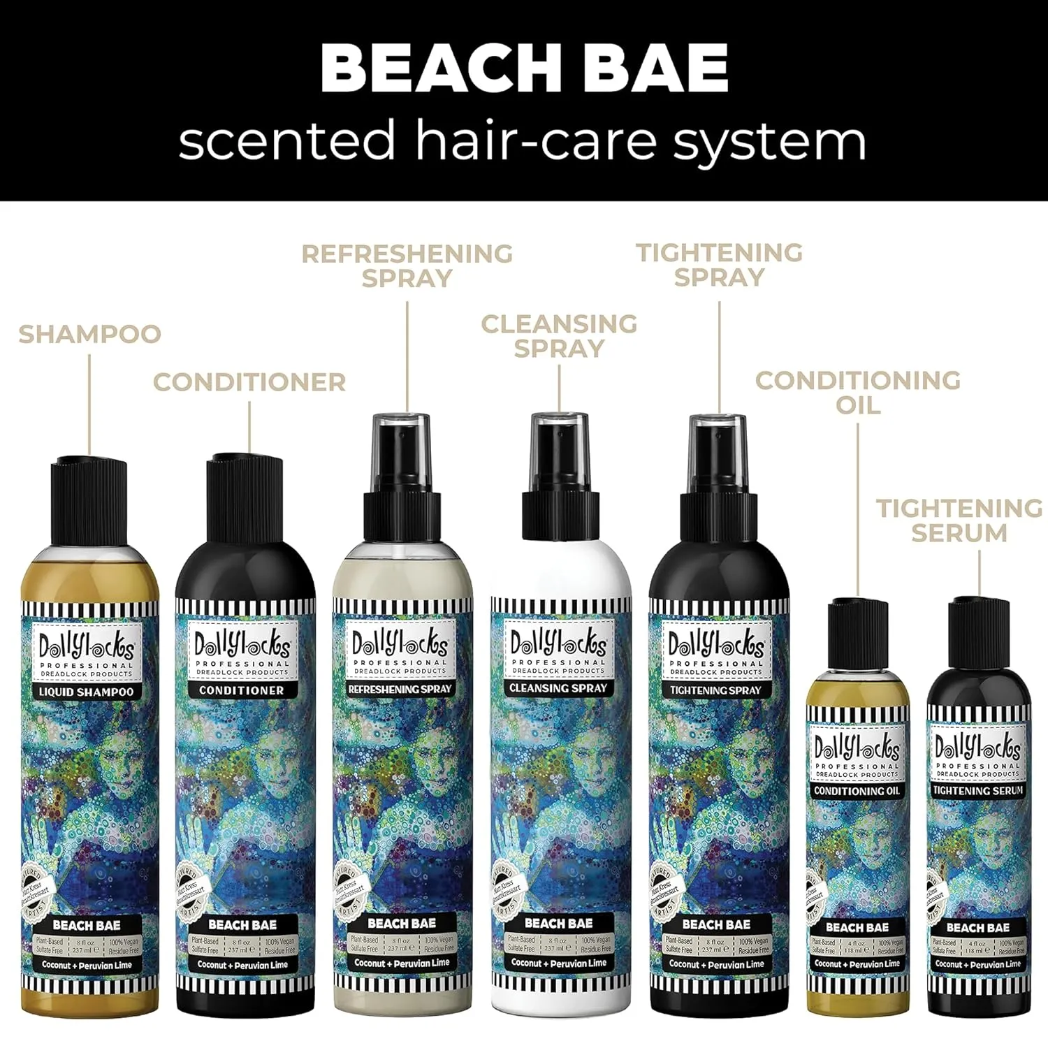Dollylocks Refreshening Spray – Residue-Free Dreadlock & Loc Moisturizer Spray, Plant Based Deodorizer & Conditioner for Dreads,Vegan & pH-Balanced (Beach Bae Scent, 8oz)
